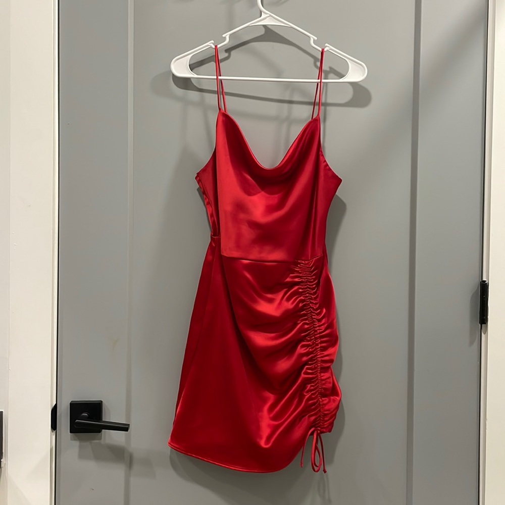 Zara red satin dress size medium (worn once/great condition)
